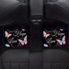 4pcs Universal Fit Butterfly Car Floor Mats Set, Polyester Non-Slip Front Rear Vehicle Floor Protectors, Inspirational Interior