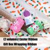 2 Pack Colorful Decorative Ribbons Easter Celebration Ribbon Polyester Texture for Easter Gift Wrapping and Home Decors