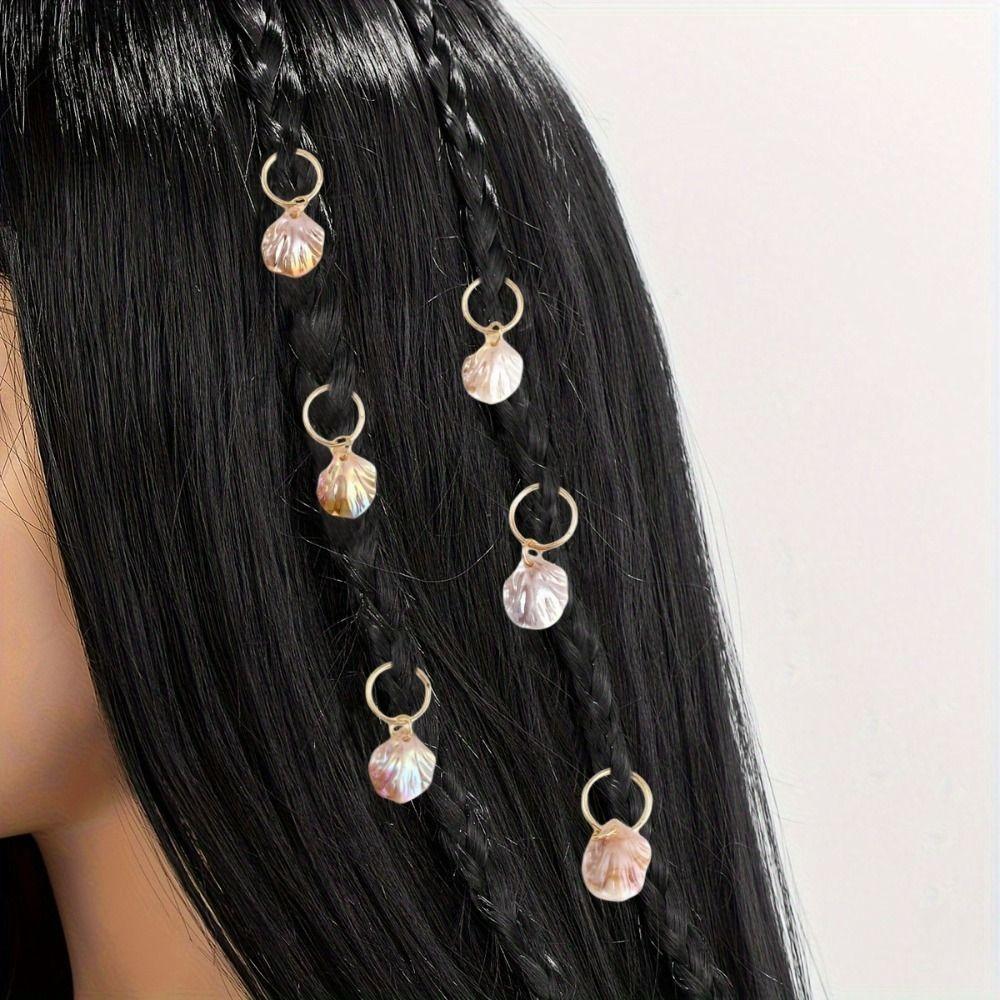 20pcs Headwear Dreadlocks Beads Metal Cuff Clips Hair Braid Tubes Shell Hair Rings Set Hair Jewelry