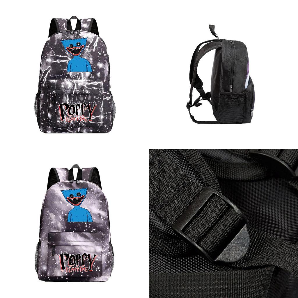 Poppy Playtime Huggy Wuggy Tecknad Mönster Skolryggsäck Unisex Resväska Med Justerbara Vadderade Remmar
