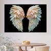 2D angel wing theme background cloth, golden feather details, black background photography decoration, wall decoration
