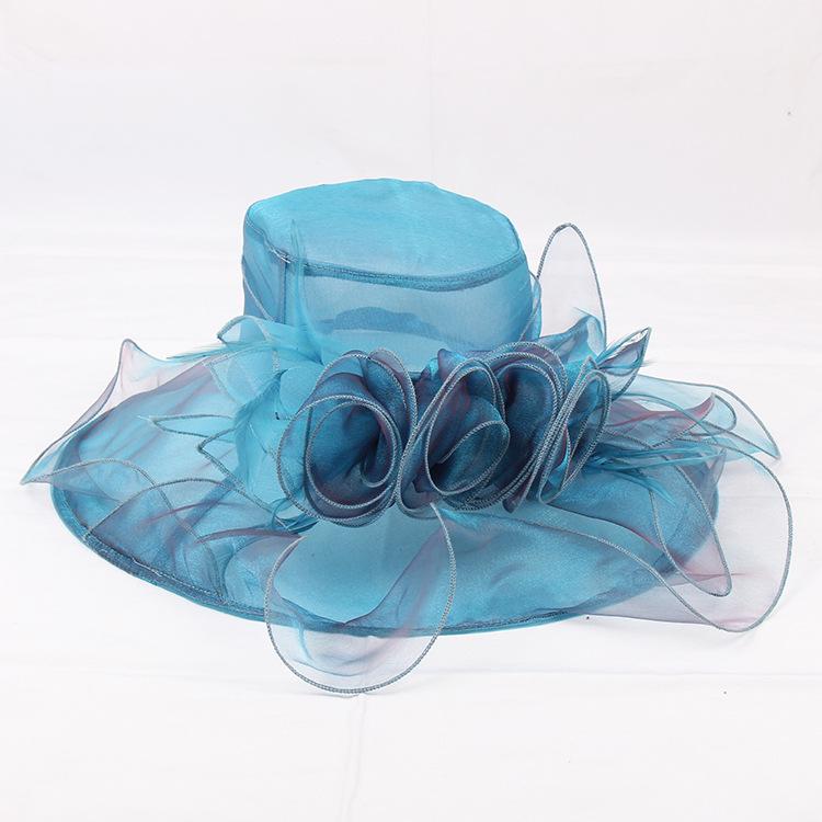 New European beautiful woman summer big flower mesh fashion hat seaside sun protection beach sun hat sun gift hat