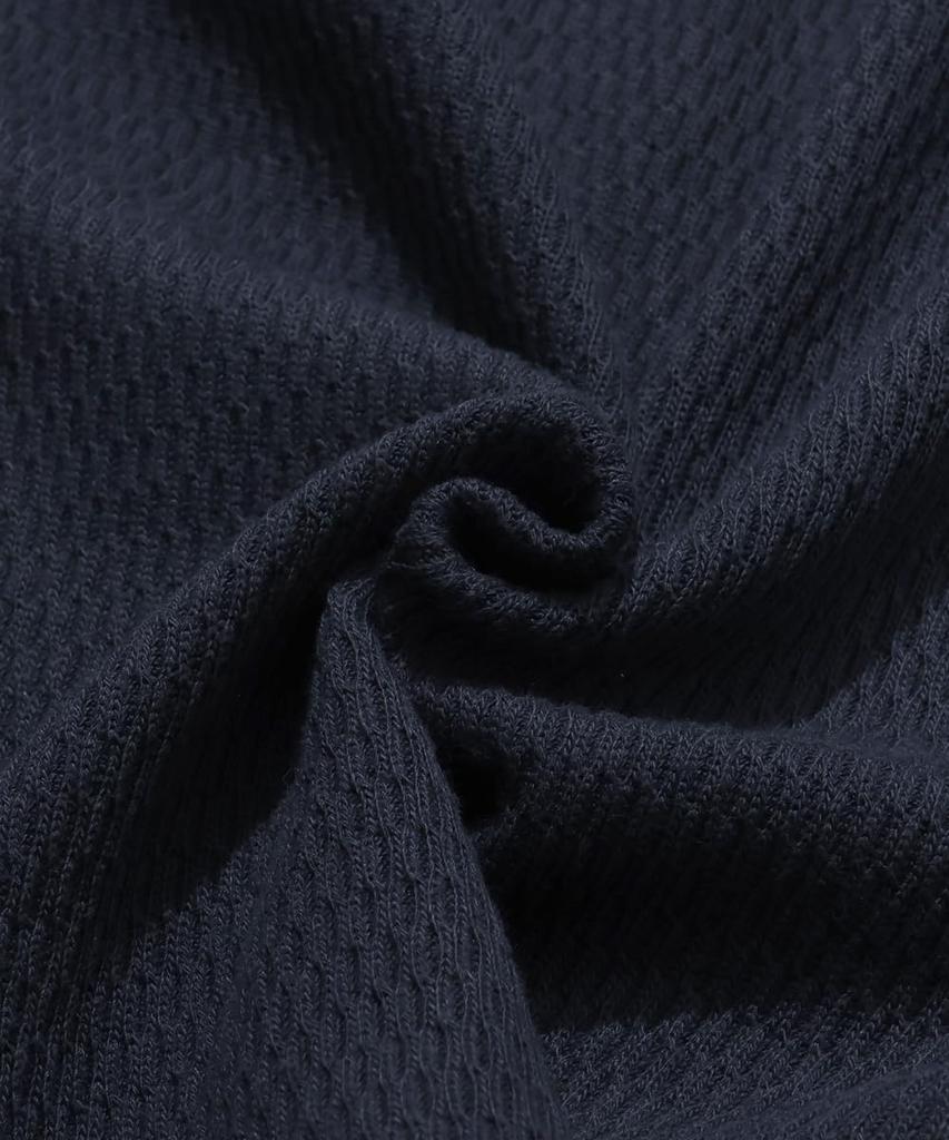 [CLIFMEYER] Long-Sleeve Henley Neck Honeycomb Waffle T-Shirt for Men, Medium Charcoal