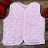 Girls' Vest 92 Warm 62 Fur Sleeveless 3D Roses Pink