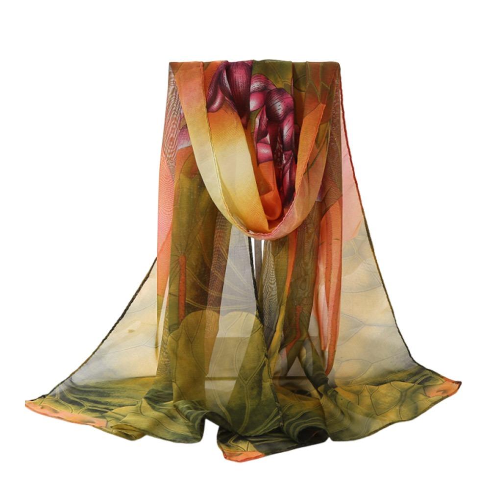 

Summer Embroidered Silk Scarf Breathable Sun-Resistant Beach Shawl Chiffon Smooth Long Wraps for Women