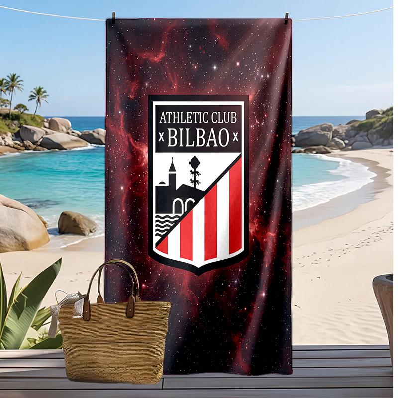 Asciugamano da Spiaggia Stampa Calcio Athletic Bilbao, Asciugamano Grande Morbido Asciugatura Rapida per Spiaggia Campeggio Nuoto
