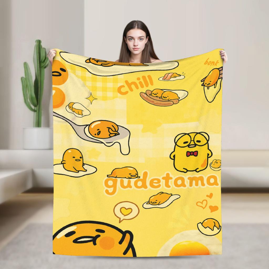 Gudetama Roztomilé Vajíčko Kreslenádeka Flanelová Ultra-Měkké Deky na Cestování Letadlem Ložnici Prošívanádeka