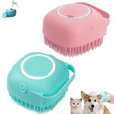 Silicone Dog Cat Shower Brush Pet Shampoo Dispenser Massager Bath Brush Bathroom Puppy Washing Grooming Brush Dog Accessories