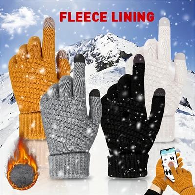 1pair Winter Touch Screen Gloves, Unisex Warm Elastic Knitted Gloves With Full Finger Thickened Version