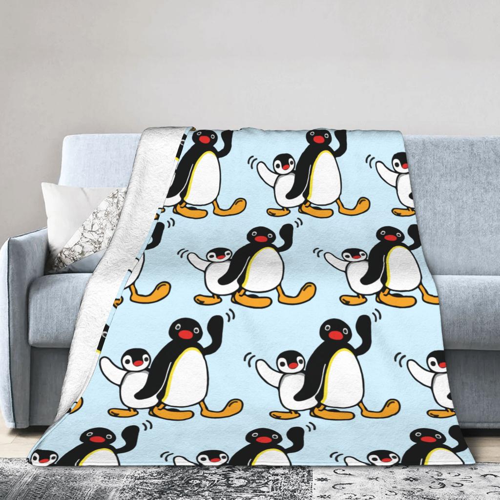 Noot Noot Pingu Blankets Flannel  Winter Cute  Multifunction Lightweight Thin Throw Blanket for Home Travel Bedding Throws