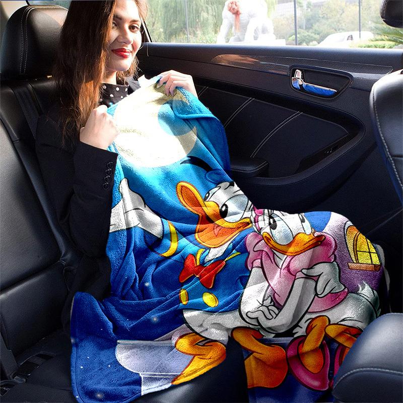 1pc Cartoon donald duck Couple Throw Blanket - Seasonal Universal, Home Decoration, Blanket, Soft Flannel Throw Blanket - Versatile & Cozy f