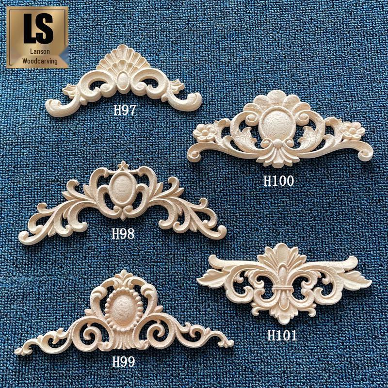 

Dongyang Carved Solid Wood Veneer Decorative Door Head & Corner Flower Art H97 Model 16x7.5 cm