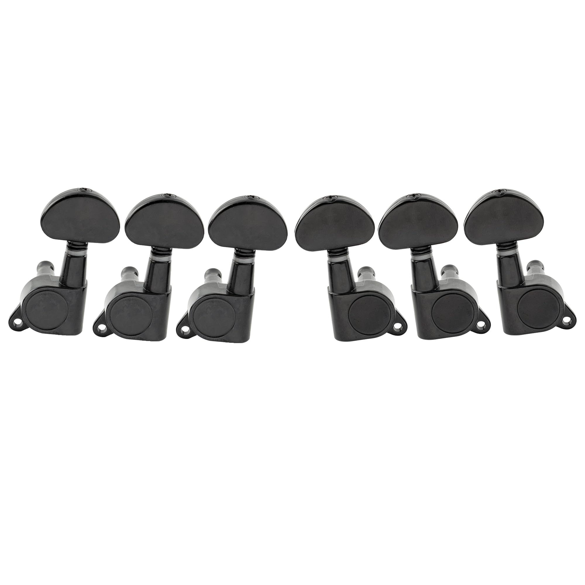 Musiclily Pro Guitar Black 3+3 Tuners, Half-Moon Buttons,