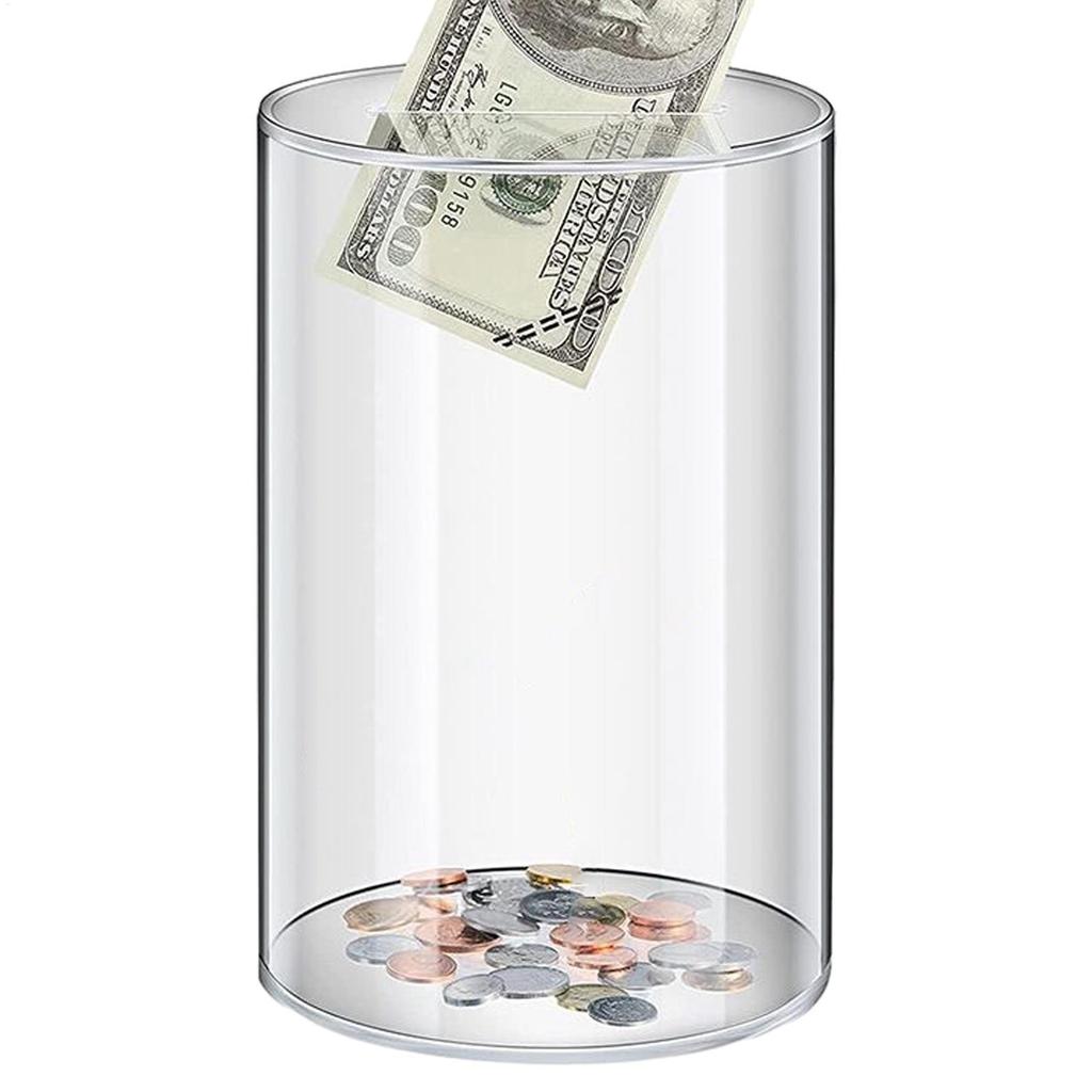 Modern Acrylic Money Jar Piggy Bank Child-Safe Unopenable Design Transparent Coin Savings Container Home Decor Desk Organizer