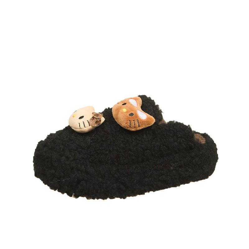Cute Cartoon Bag Head Fluffy Slippers Women's Outer Wear 2025 New Autumn and Winter Velvet Warm Thick Bottom Bag Head Mop