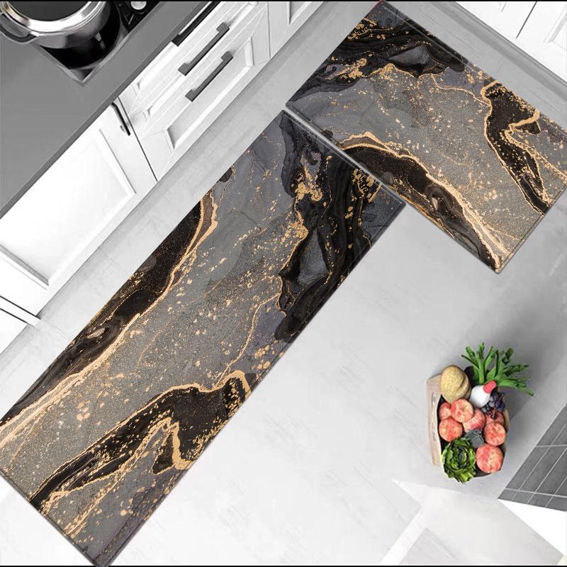 Abstract Print Kitchen Rugs For Floor Soft Bedroom Bedside Mat Bathhroom Mat Set Sponge Absorbent