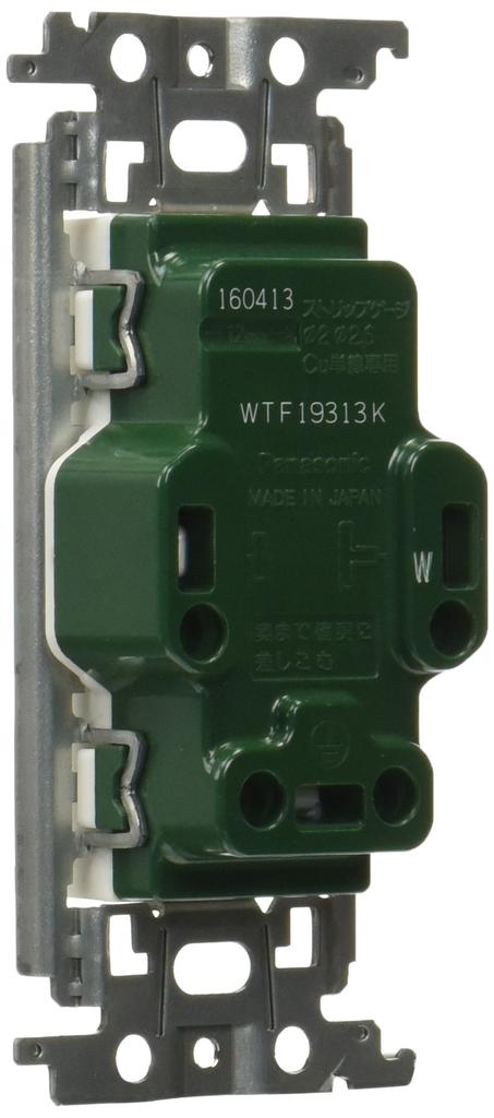 Panasonic Grounded Outlet with Embedded Earth Terminal with Metal White WTF19313WK 15A/20A Frame,