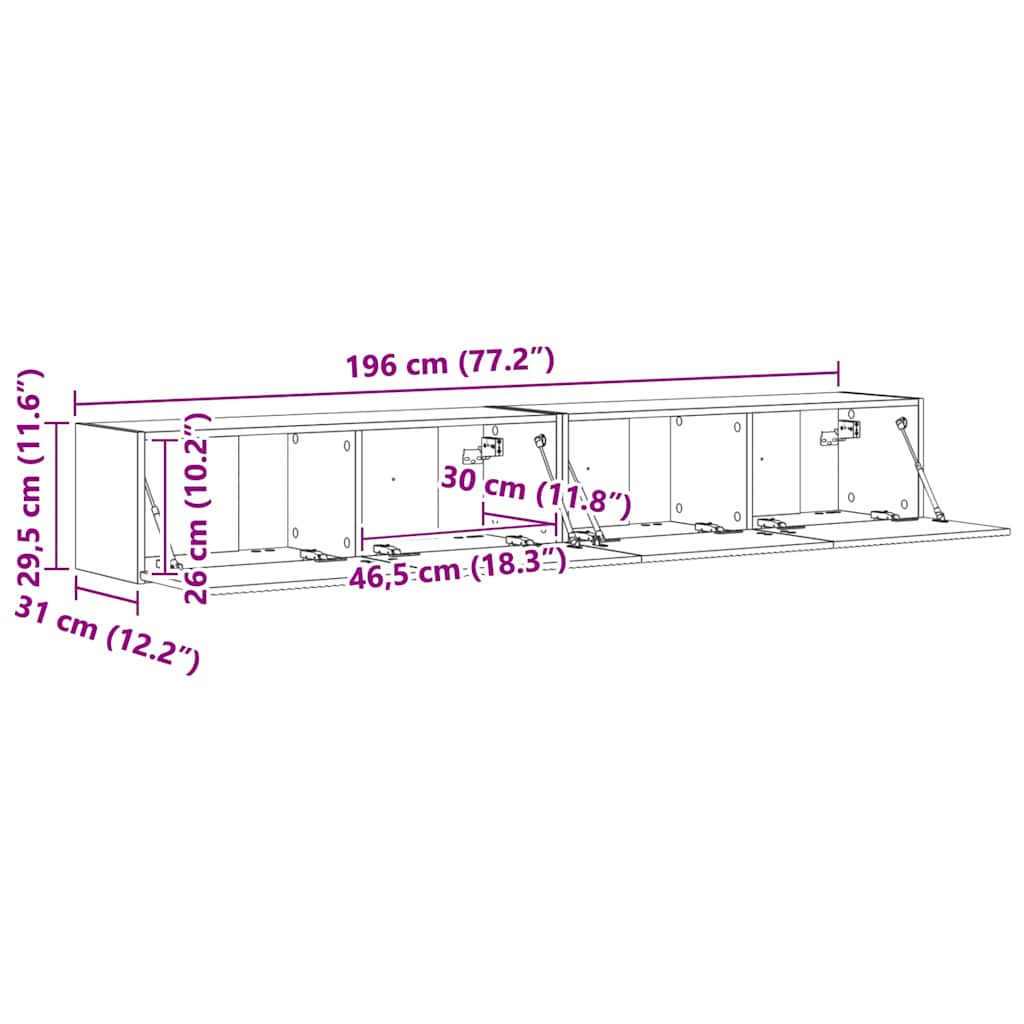 Wall Mounted TV Cabinet Set 2 pcs Glossy White 98 x 31 x 29.5 cm