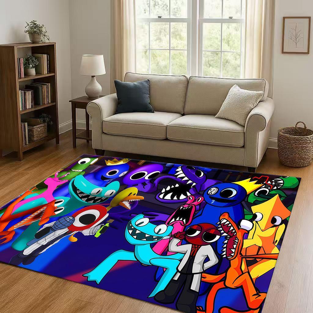 3D R Rainbow Friends Game Cartoon Living Room Non Slip Area Rug Carpet for Bedroom Playroom Sofa,Easy Clean Home Decor Doormat