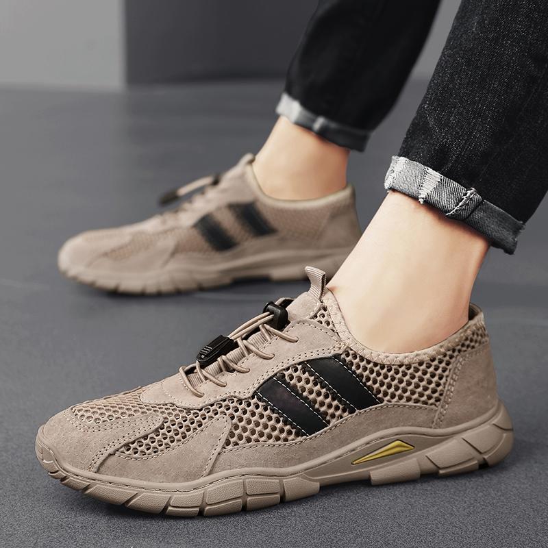 Fashion Men Shoes New Mountaineering Mesh Hollow Breathable Platform Casual Sports Outdoor Anti Slip Running Shoes Large Size 46