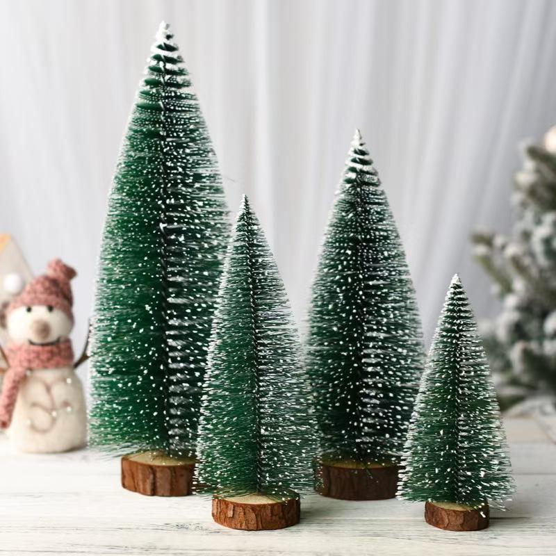 Mini Christmas Trees Artificial Pine Needle Desk Ornaments 10/15/20cm Fake Evergreen Trees for Holiday Decoration
