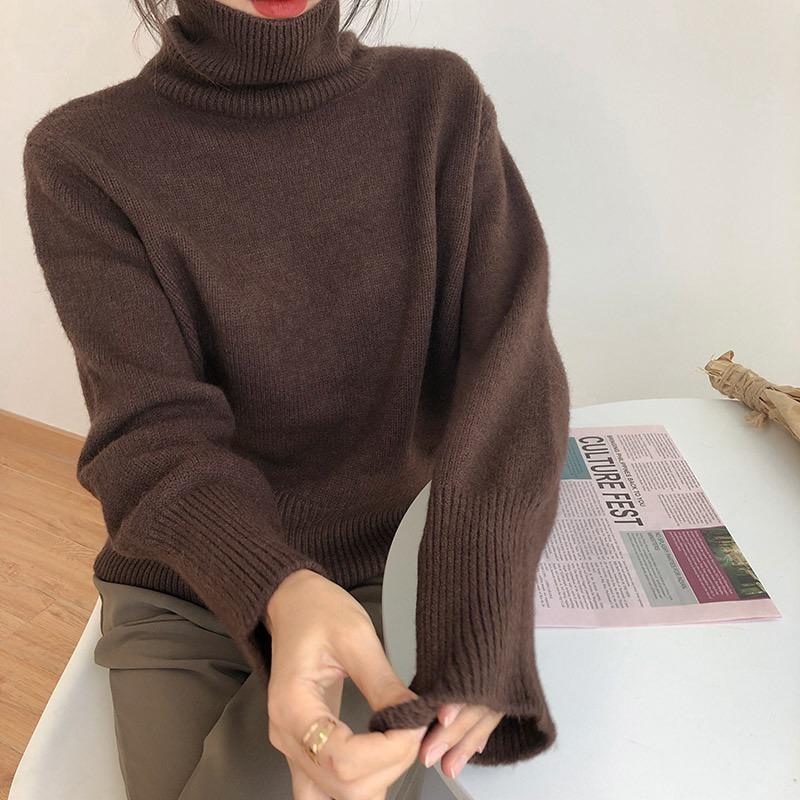 Autumn and Winter New Turtleneck Pullovers Sweaters for Women Fashion Loose Long Sleeve Knitted Sweater for Women Casual Elegant Warm Knitwears 25344