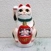 Made in Japan Takasaki Daruma Maneki-neko (beckoning cat) Small, 13cm in length [Red: Protection from evil and family safety] White Maneki-neko x Red
