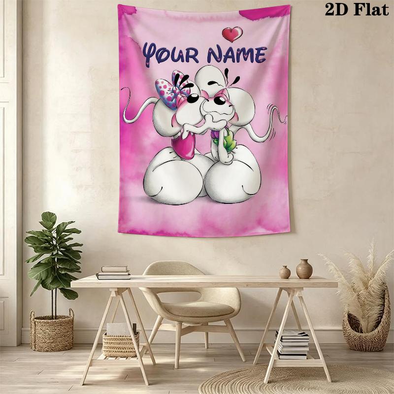 Custom Name diddl Wall Tapestry Aesthetic Wall Hanging Printed Fabric Blanket Decorative Tapestries for Bedroom Living Room Home Decor
