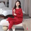 Ensemble de Pyjama pour Femme 100% Coton – Respirant, Absorbant la Sueur, Manches Longues Col Rond pour Porter à l'Intérieur et à l'Extérieur (Automne hiver)