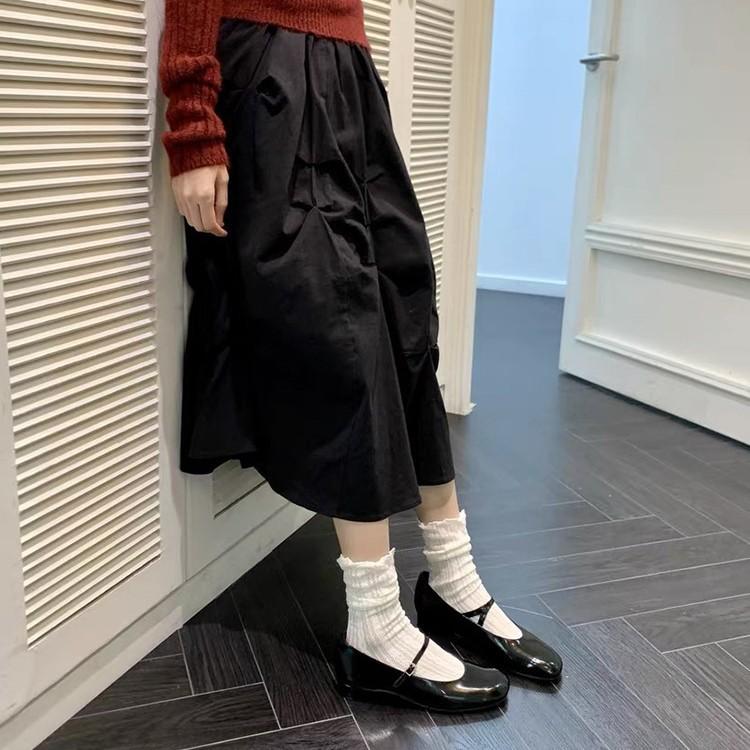 Sheepskin version~ genuine leather retro one-word buckle with Mary Jane shoes women's flat bottom shallow mouth French evening wind single shoes