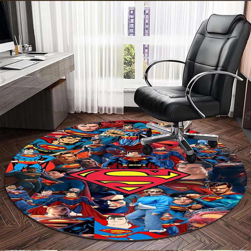 Superman Print Round Rug, Washable Floor Carpet, For Entryway Dorm Laundry Room Office Study, Home Decor Birthday Christmas Gift