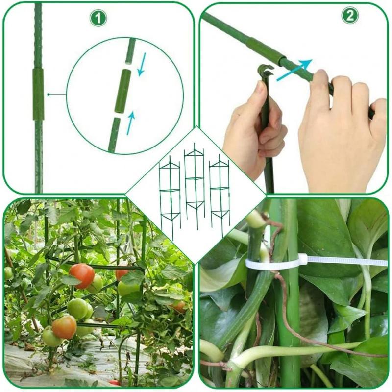 Assembleable plant support grid, tomato cage, rose climbing trellis51Inch vegetable fixing rack flower gardening support