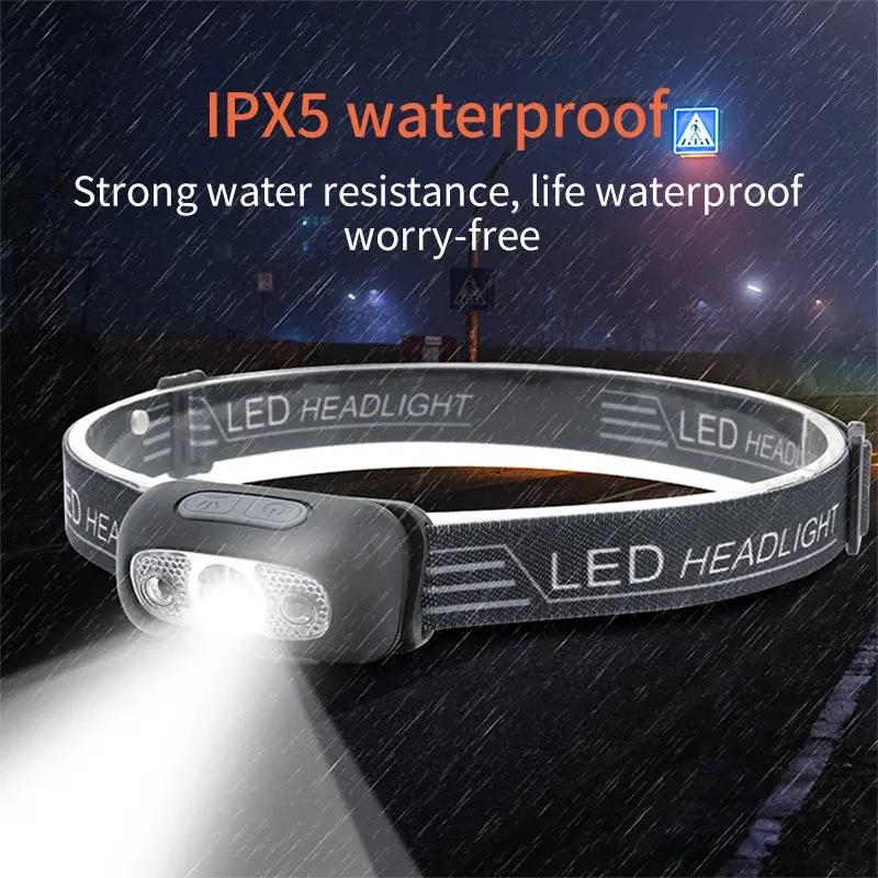 XPG Sensor Headlamp USB Rechargeable Induction Headlight Outdoor Waterproof Portable Night LED Camping Headlamp Built in Battery