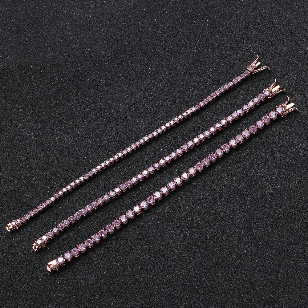 Rosa Zirkon Tennisarmband 3mm 4mm 5mm Kupfer CZ Einzelreihe Hochglanz Fabrik Großhandel für Käufer von Geschenkläden für Frauen