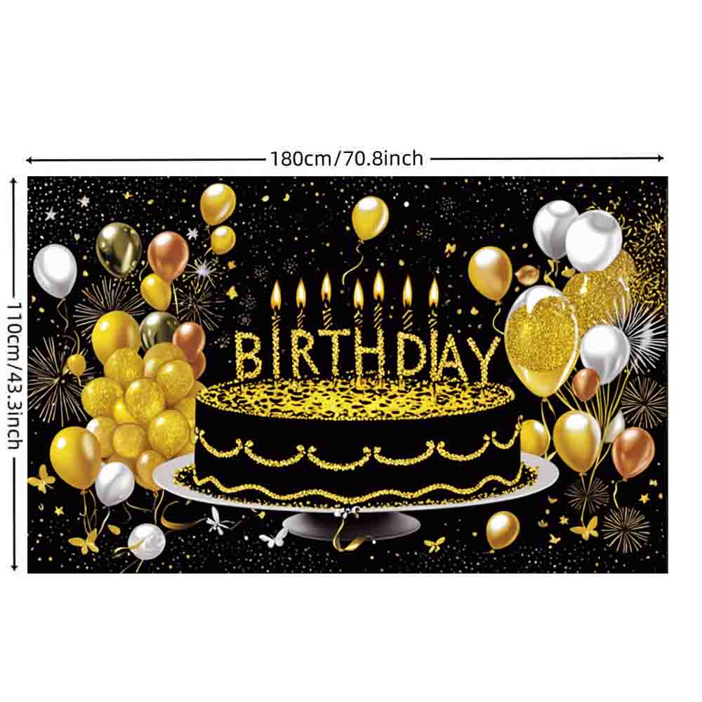 Birthday Party Decors Backdrops Golden Pink Blue Black Balloon Cake Adult Customized Poster Baby Kid Banner Vinyl Backgrounds