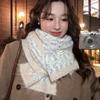 White scarf women's winter new versatile knitted wool with wool warm scarf men