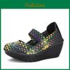 Mary Summer Beach Sandals Janes Women Close Toe Breathable Casual Braid Outdoor Wedge Heel Height Increase Shoes