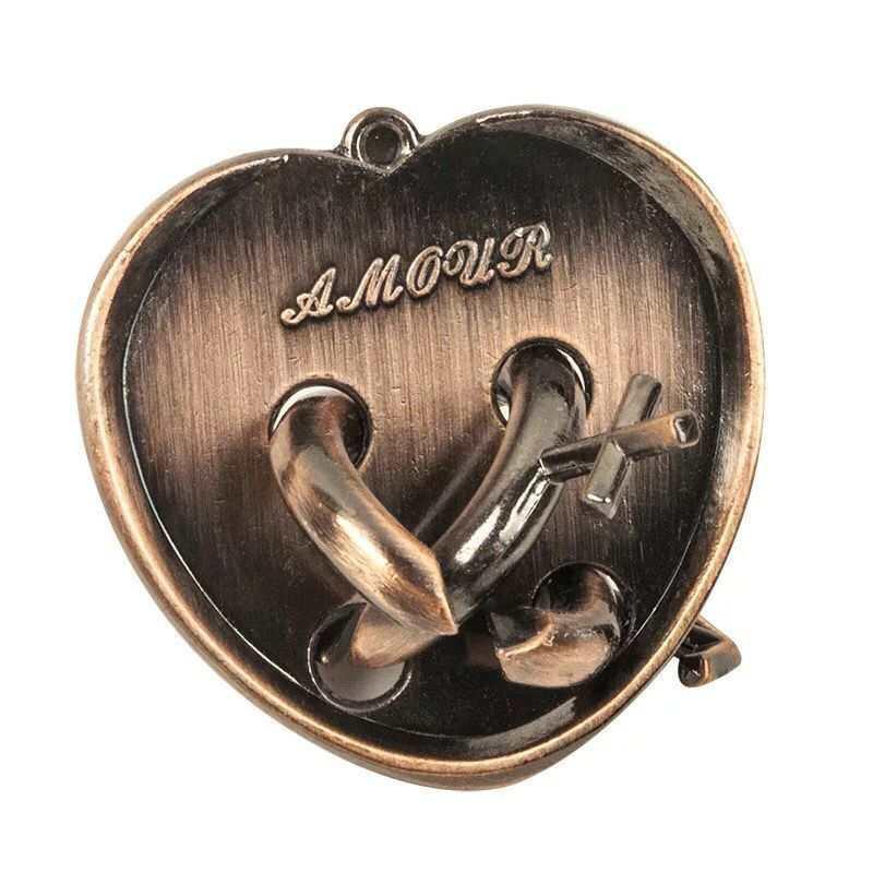 Metal Brain Teaser Puzzles Educational Toys Heart Shaped Lock IQ Challenge Mind Games Magic Trick For Kids Adults