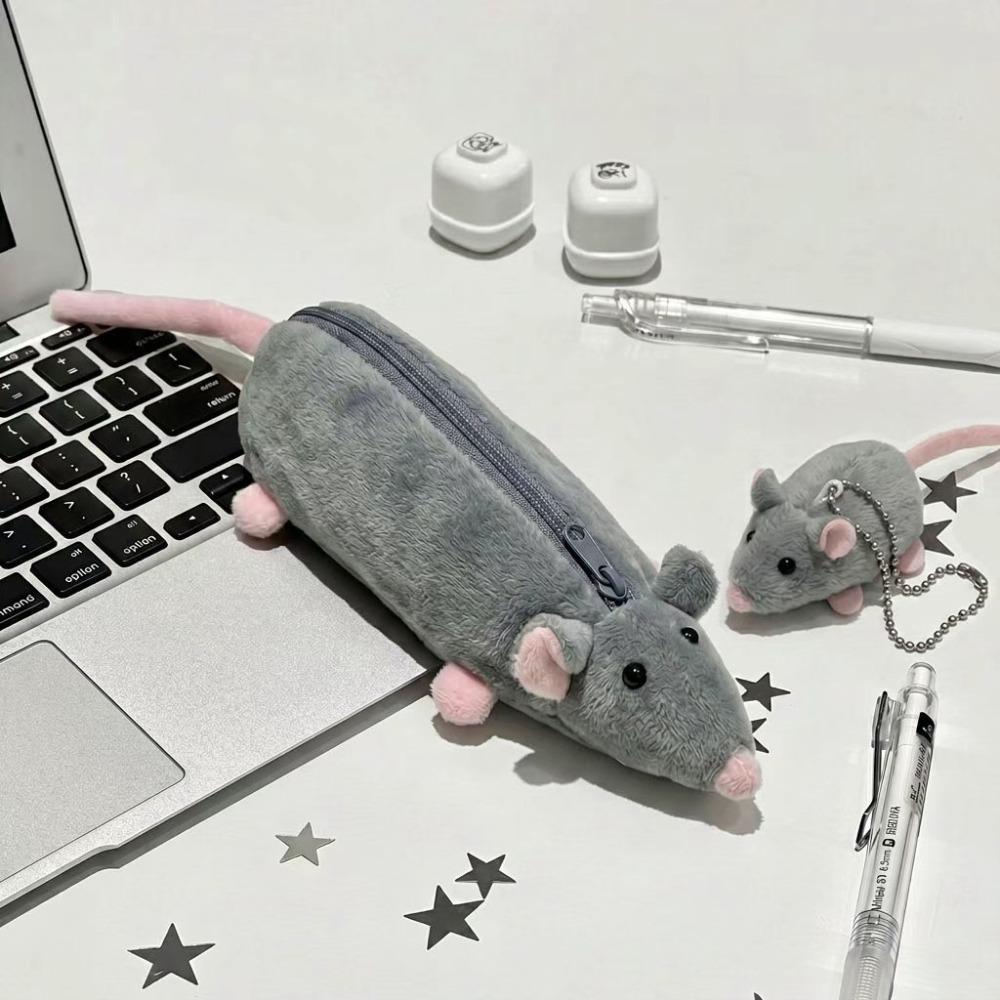 Astuccio Portapenne Peluche a Forma di Topo Grande Capacità Borsa a Fumetti di Topo Borsa per Contenere Cancelleria Contenitore per Trucco