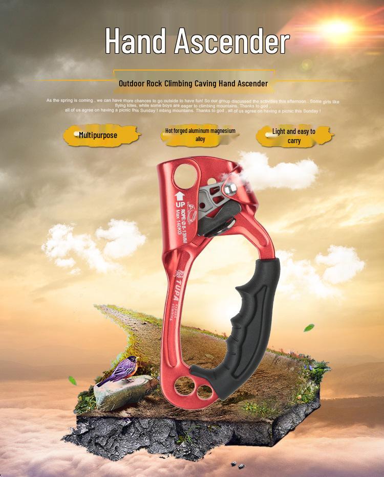Rechter Handsteigklemme Anti-Rutsch Klettergerät für Bergsteigen, Höhlenforschung und Felsklettern