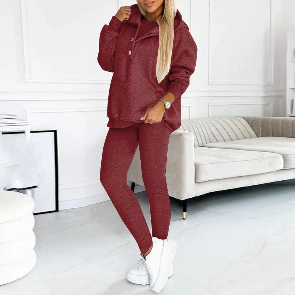 Hooded Sports Tracksuit Running Outfits Long Sleeves Pullover Hoodies Sweatshirt+Sweatpants+Tank Set