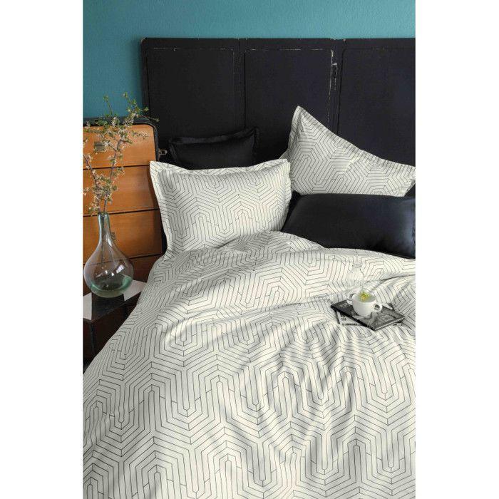 Reversible Duvet Cover Set "100% Combed Cotton Satin" / 82 Threads / Cm² - StrWhite