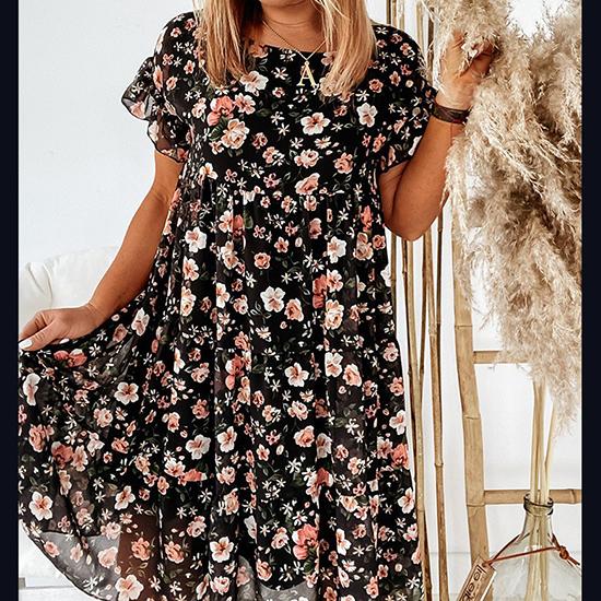 

Летнее модное сексуальное плиссированное платье с коротким рукавом и круглым вырезом в европейском и американском стиле, женское повседневное платье XL чёрный