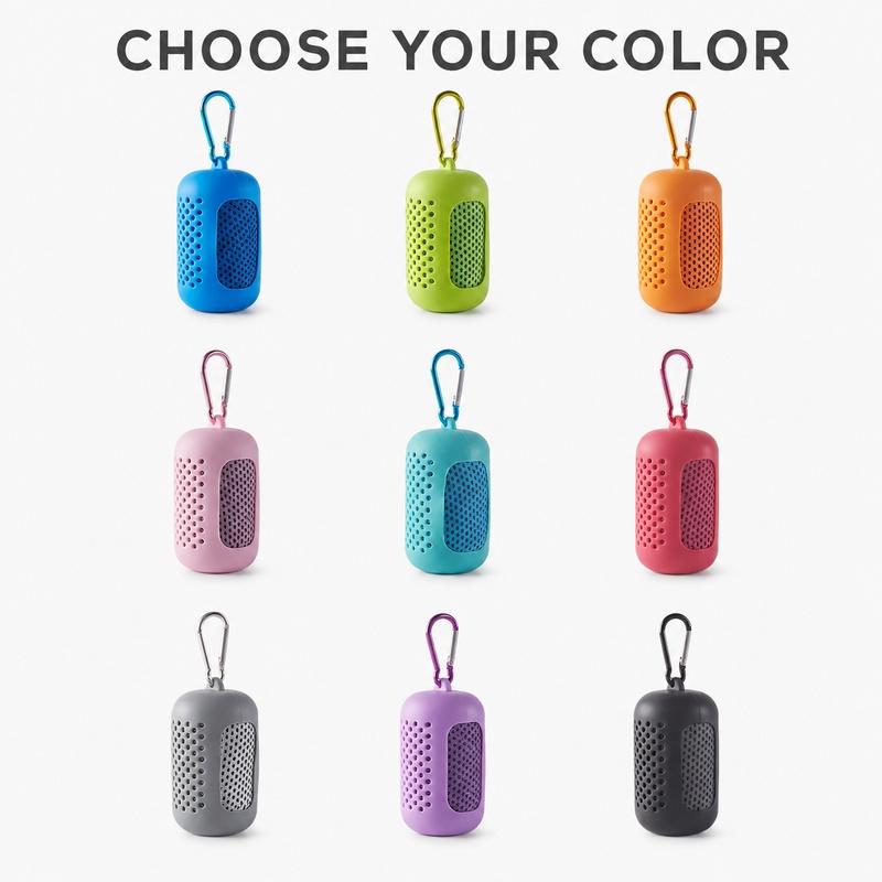 Cooling Towel With Silicone Carry Case 80x30cm Quick Dry Sports Towel With Carabiner For Gym Running Hiking Travel