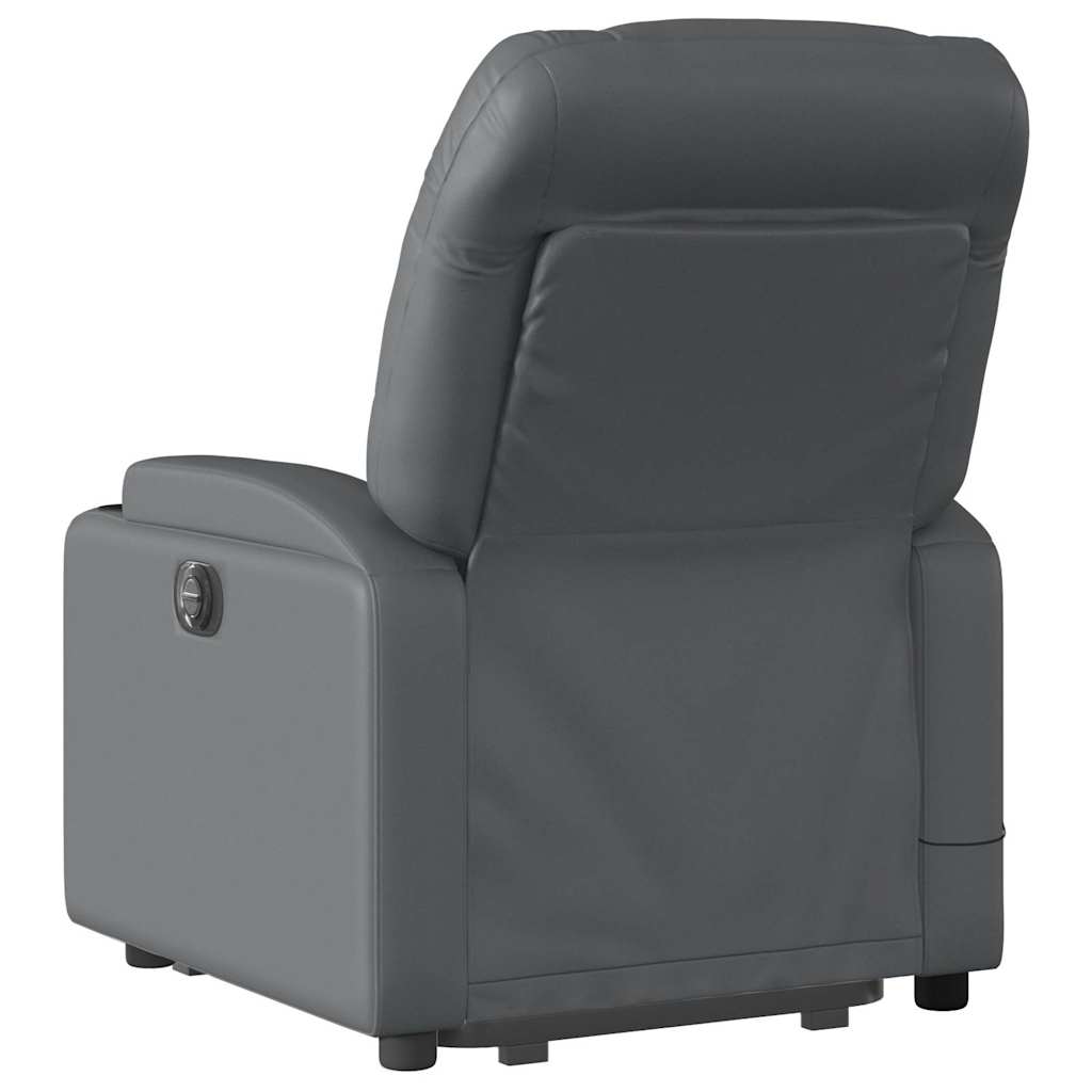 Massage Recliner with Rising Aid Grey Faux Leather