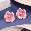 Guochao Retro Flower Exaggerated Earrings Enamel Oil Painting Series Personalized Light Luxury Earrings Medieval Vintage Jewelry
