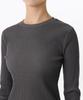 MUSINSA STANDARD WOMAN Women'S Two-Tone Ribbed Slim Long Sleeve T-Shirt [Dark Grey]
