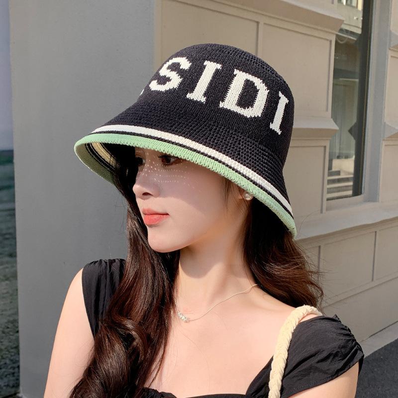 Spring and summer bucket hat knitted hat children's fashion versatile bucket hat breathable sunshade sunscreen basin hat tide