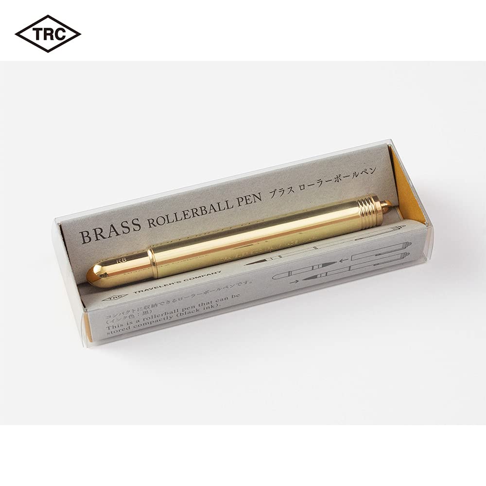 DESIGNPHIL MIDORI Travelers Company TRC Brass Rollerball Pen, Solid Brass, Limited Edition with Card, 36727006