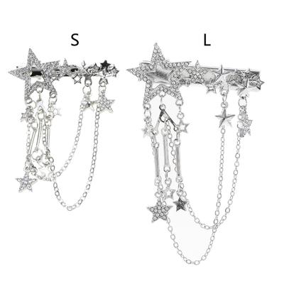 Punk Hair Clip for Women Girl Vintage Crystal Star Tassel Hairpins Harajuku Y2K Fashion Headwear Hair Jewelry Accessory